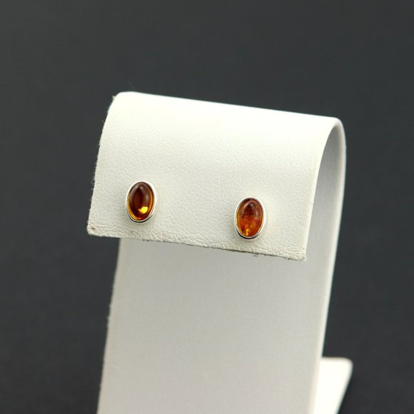 Sterling silver earrings with natural Baltic amber, amber stud earrings, studs - Picture 2 of 15